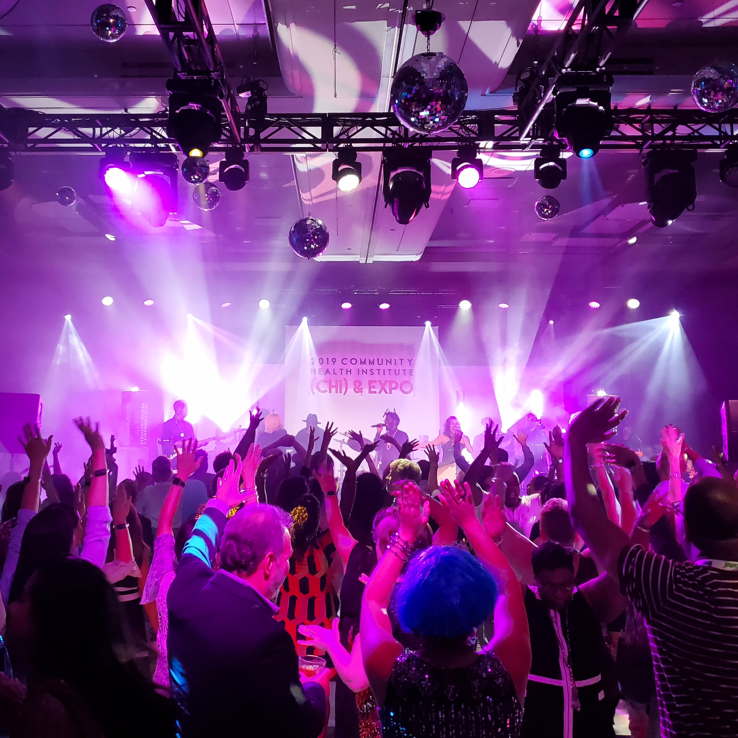 Chicago corporate event band BPM live concert with full lights and staging